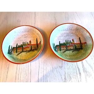 Williams-Sonoma PAYSAGE  Hand Painted  Dip Bowls By Mark Lacaze  Set of 2